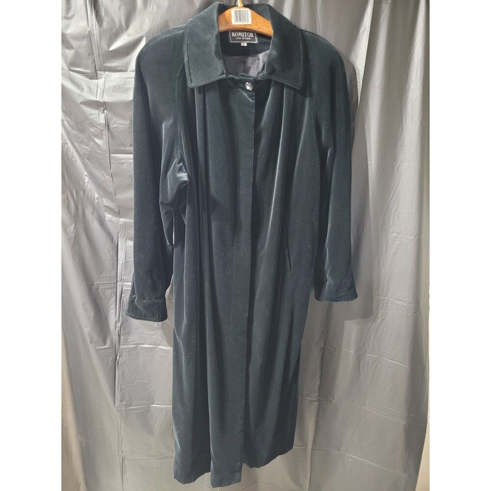 Komitor Cotton Black Velvet Long Coat Wmns Sz 16